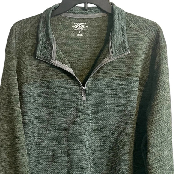 Men’s G.H. Bass & Co Athletic 1/4 Zip Pullover Jacket Lg Heathered Green 2 Tone - Picture 9 of 10